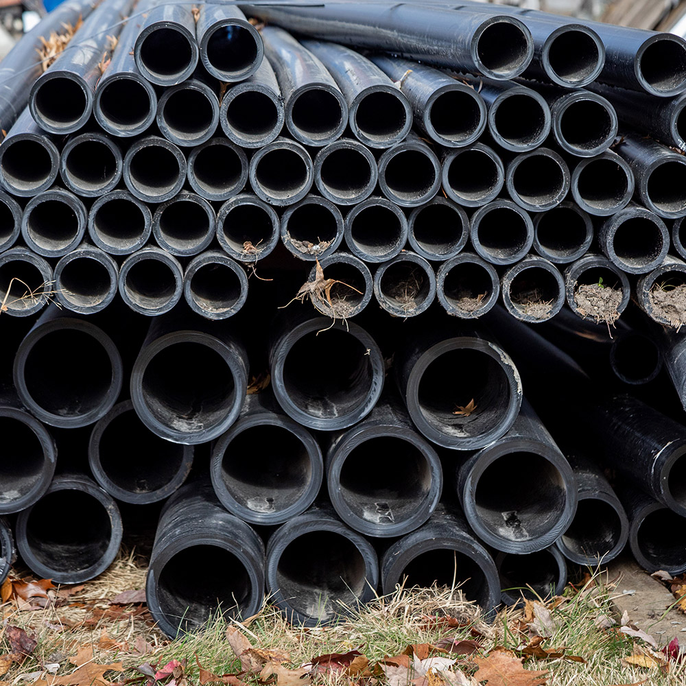 Stack of geothermal piping